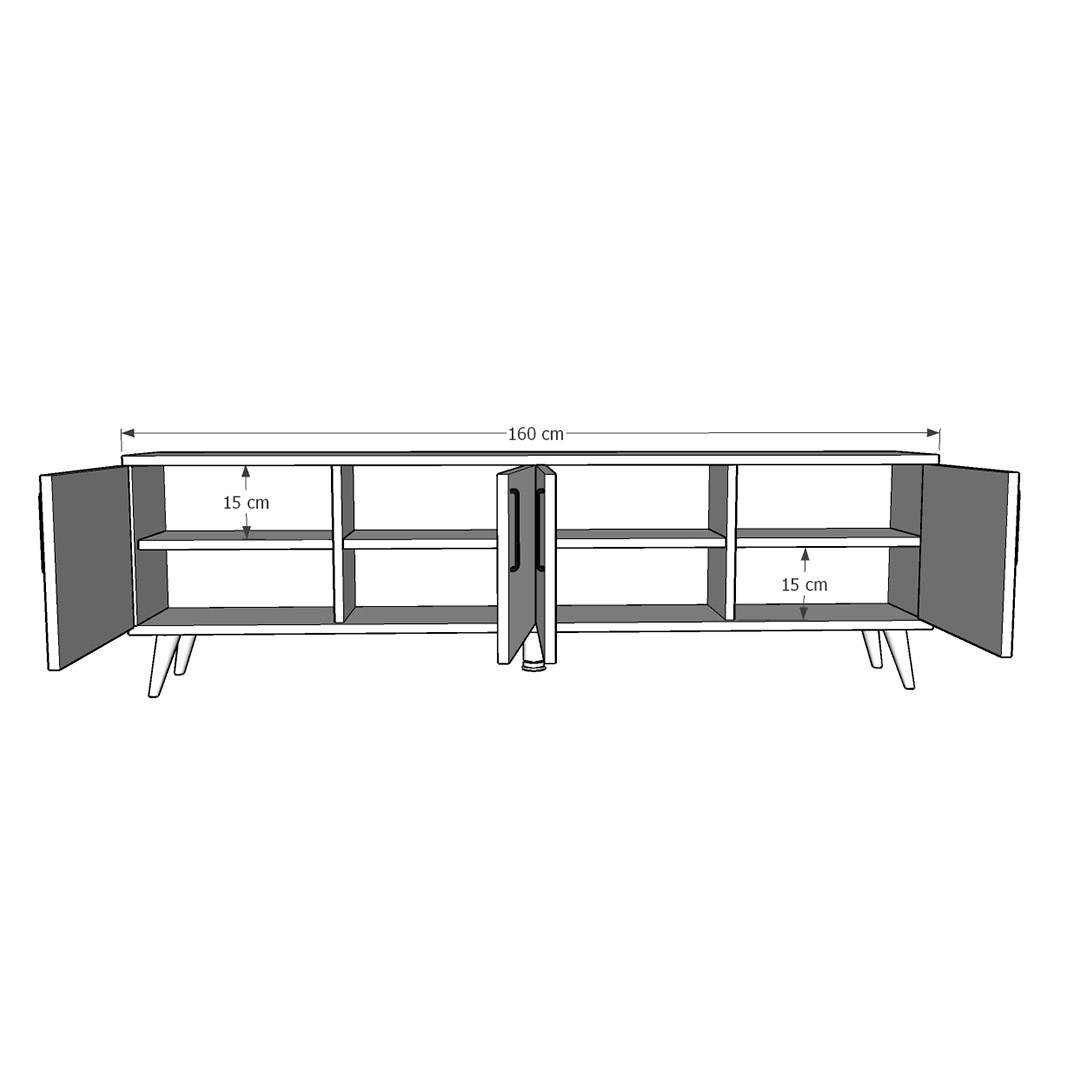 TV Ünitesi Beyaz  & Petra T-03 (160 cm)