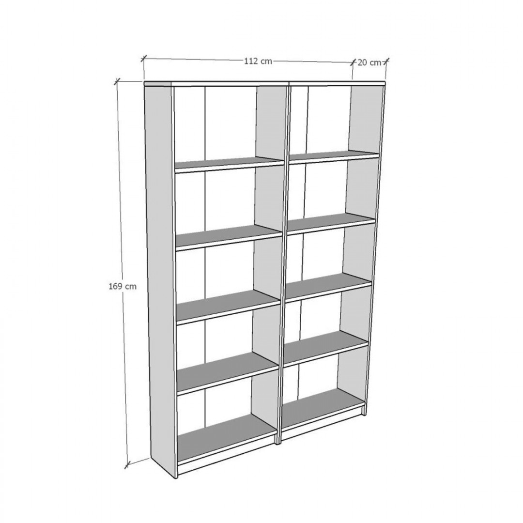 5 Raflı (5 BÖLMELİ) 2 Modüllü Kitaplık Çalışma Odası Ofis Modern Dekoratif Kitaplık Akça Ağaç