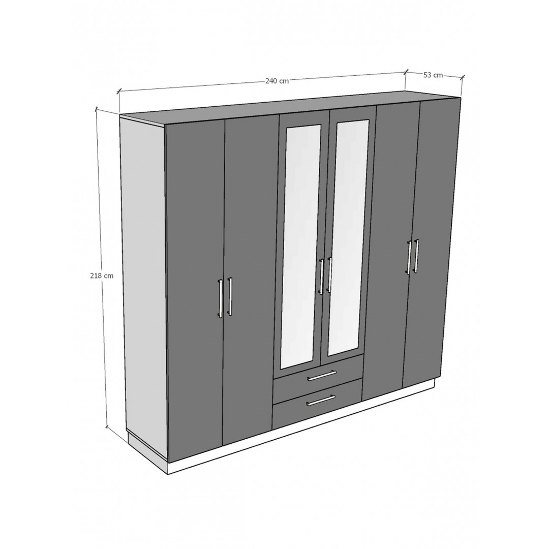 6 Kapaklı Gardırop 240cm