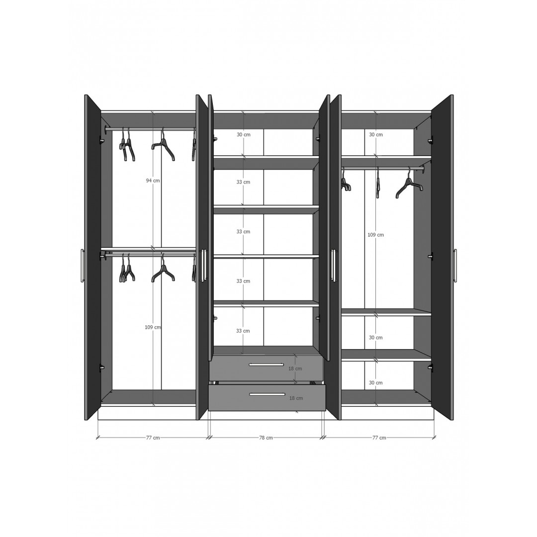 6 Kapaklı Gardırop 240cm