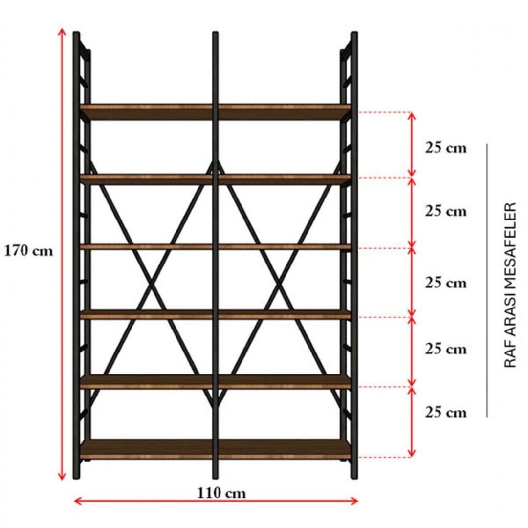 6 RAFLI METAL KİTAPLIK İKİ MODÜL