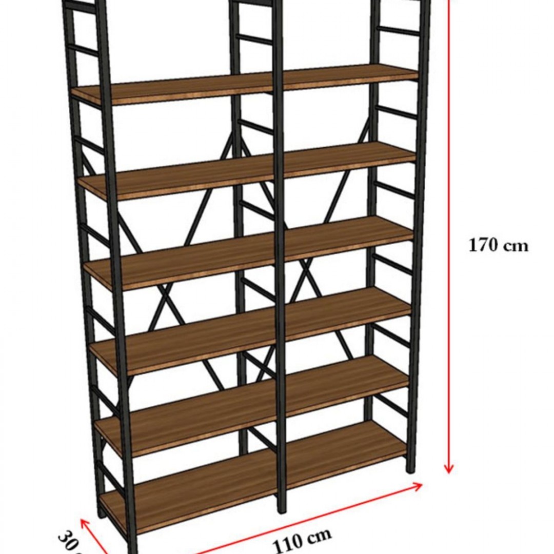 6 RAFLI METAL KİTAPLIK İKİ MODÜL