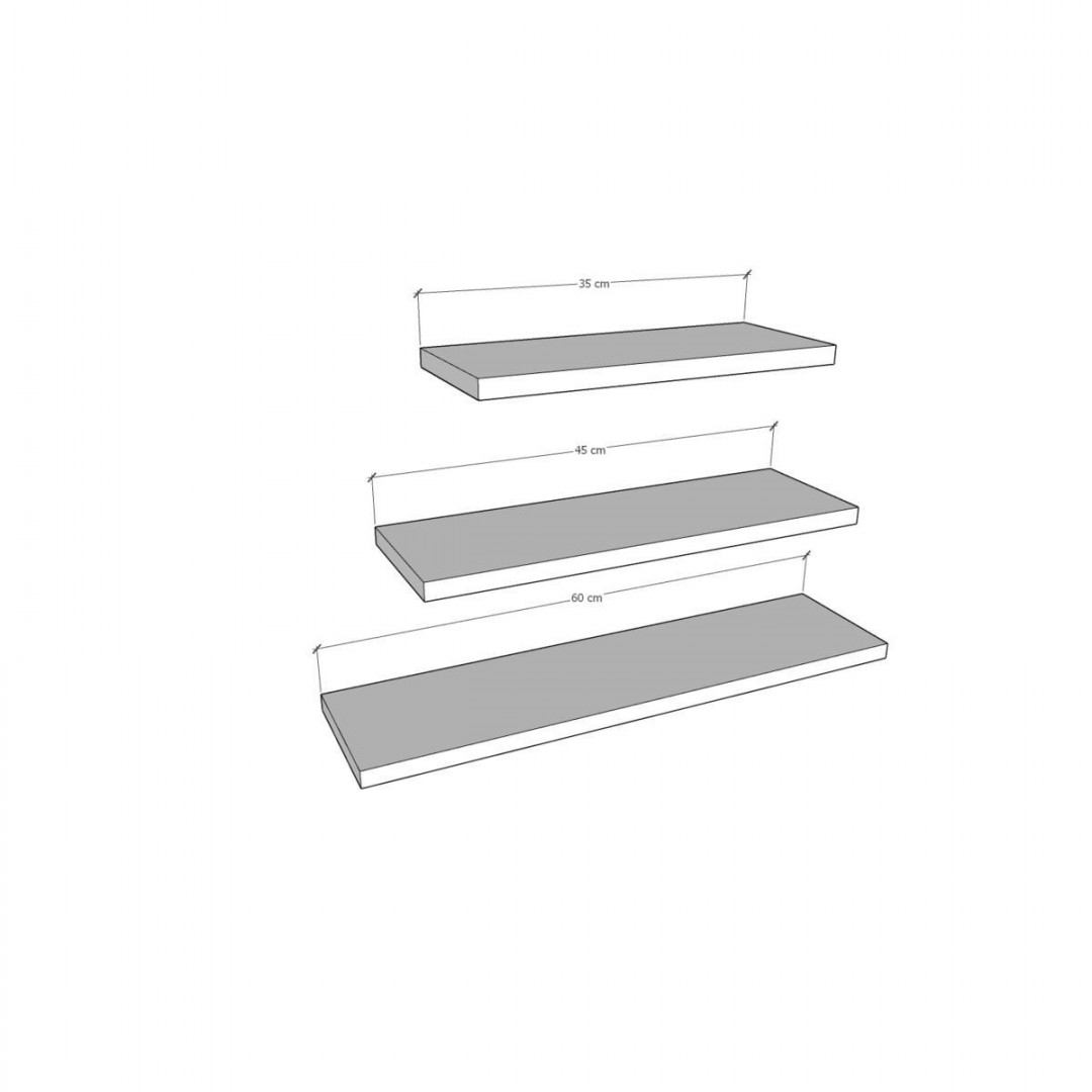 Modern Organizer Düzenleyici Dekoratif Kitaplık Banyo Mutfak 3'lü Duvarrafı Afrikaceviz