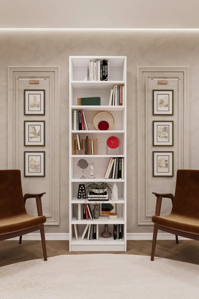 Beyaz Kitaplık %100 MDFLAM K-01