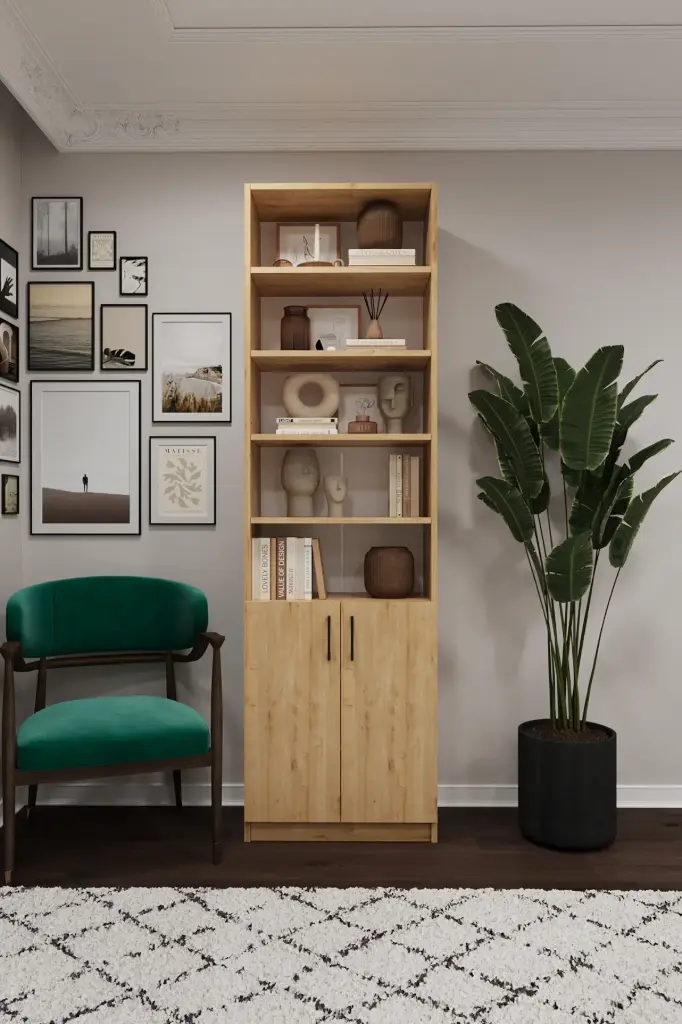 Safir Meşe Kapaklı Kitaplık K-32