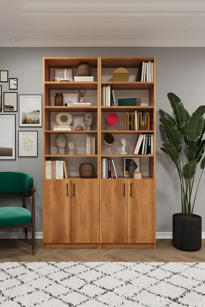 Petra Kapaklı İki Modüllü Kitaplık K-43