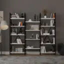 6 Raflı Metal Kitaplık Üç Modül