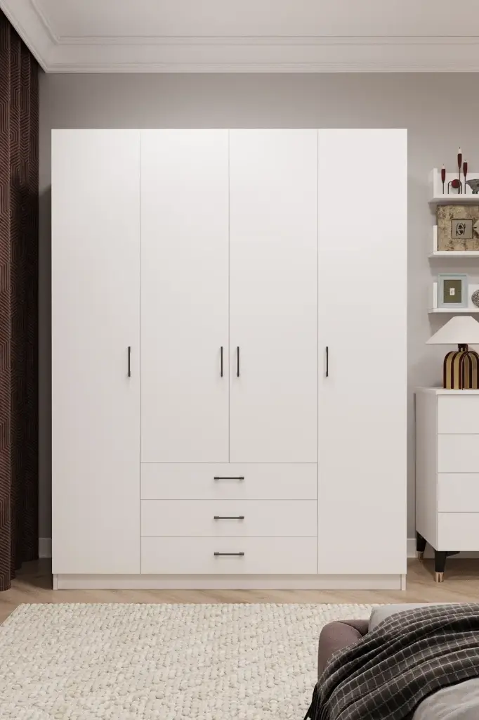 4 Kapaklı Gardırop 160 cm %100 MDFLAM G-02