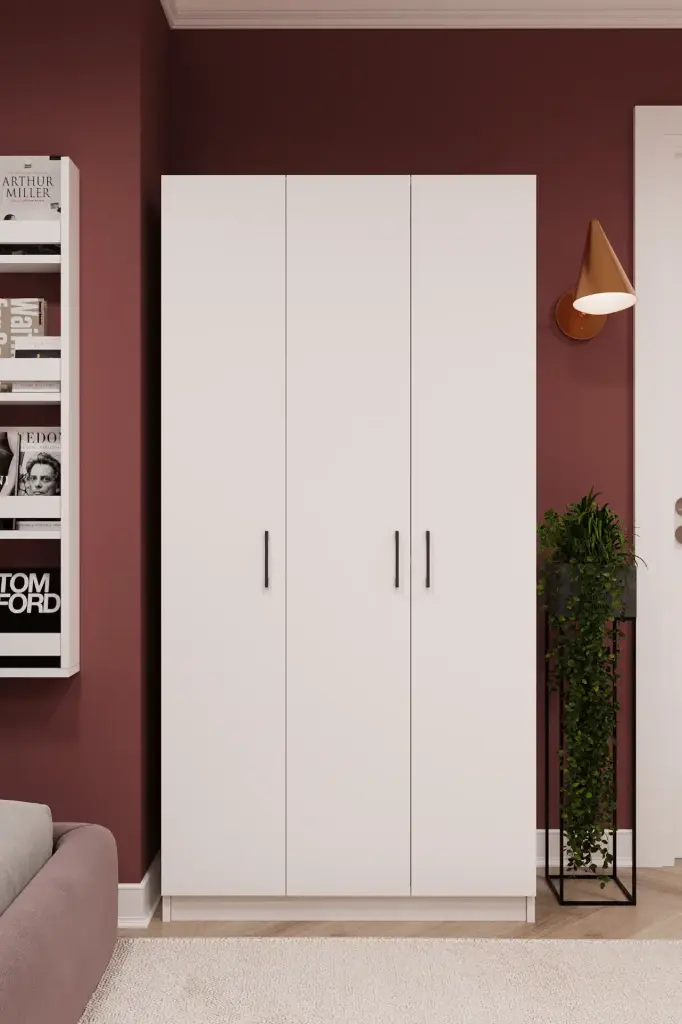 3 Kapaklı Gardırop 90cm %100 MDFLAM G-07