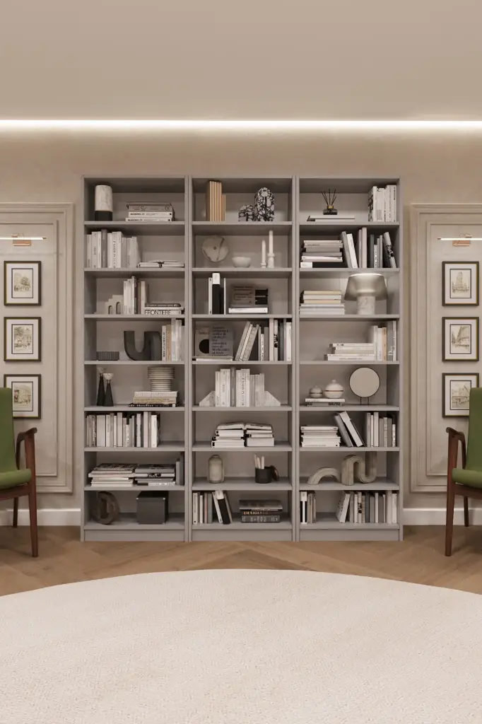 Kül Gri Üç Modüllü Kitaplık %100 MDFLAM K-22