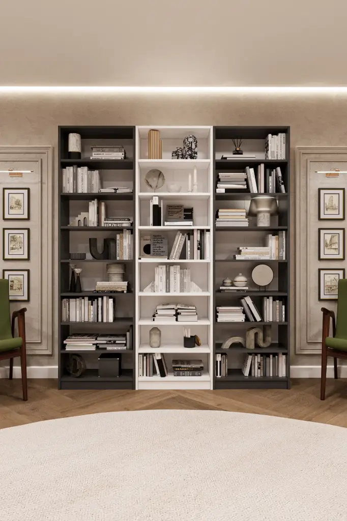 Koyu Gri & Beyaz Kitaplık %100 MDFLAM K-28