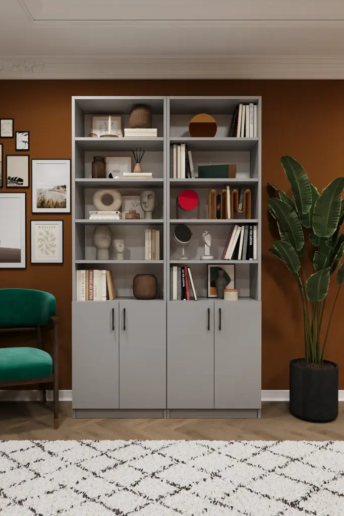 Kül Gri Kapaklı Kitaplık %100 MDFLAM K-41