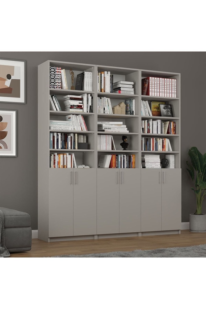 Kül Gri Kapaklı Kitaplık %100 MDFLAM K-52