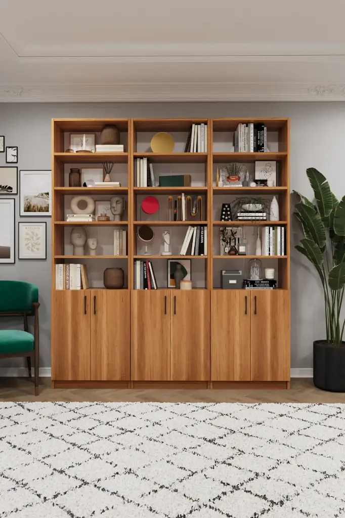 Petra Kapaklı Üç Modüllü  Kitaplık K-54