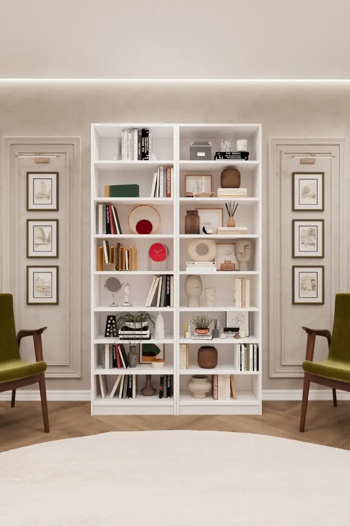 Beyaz Kitaplık %100 MDFLAM K-09