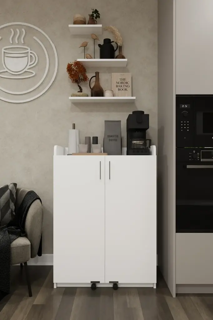 Beyaz Mutfak Kiler Dolabı MK-08