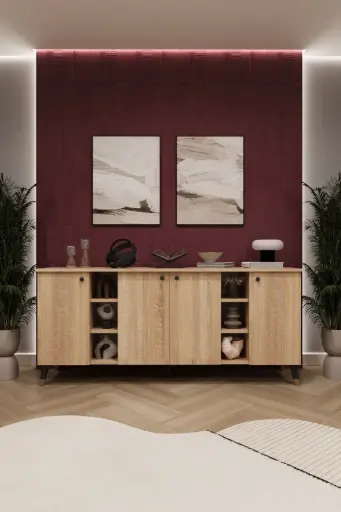 [KNSL05] 4 Kapaklı 2 Raf Bölmeli Konsol KNSL-05