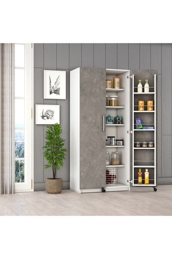 [MK07] Mutfak Kiler Dolabı Beyaz & Retro Gri Mk-07