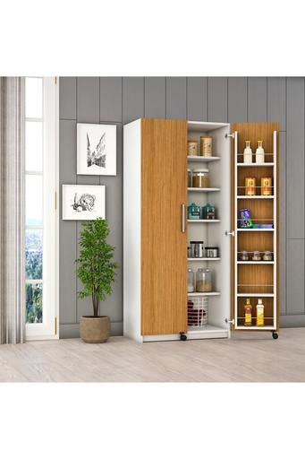 [MK06] Mutfak Kiler Dolabı Beyaz & Afrika Ceviz Mk-06