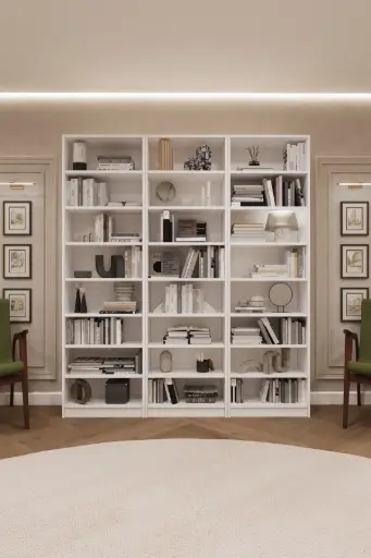 [K20] Beyaz Kitaplık %100 MDFLAM K-20