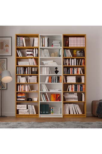 [K30] Beyaz & Afrika Ceviz Kitaplık K-30