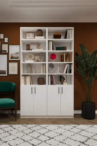 [K39] Beyaz Kapaklı Kitaplık %100 MDFLAM K-39