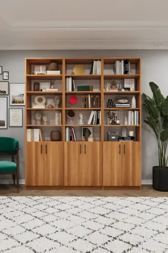 [K54] Petra Kapaklı Üç Modüllü  Kitaplık K-54