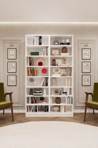 [K09] Beyaz Kitaplık %100 MDFLAM K-09