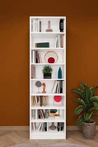 [K01] Beyaz Kitaplık %100 MDFLAM K-01