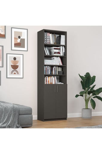 [K38] Koyu Gri Kapaklı Kitaplık %100 MDFLAM K-38