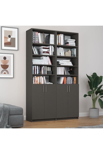 [K46] Koyu Gri Kapaklı Kitaplık %100 MDFLAM K-46