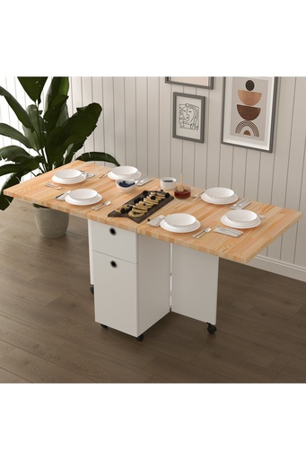 [KM22] Masif Ahşap Tablalı Katlanır Masa - Çalışma Yemek Mutfak Masası ASRA TREND KM-22 ÇAM