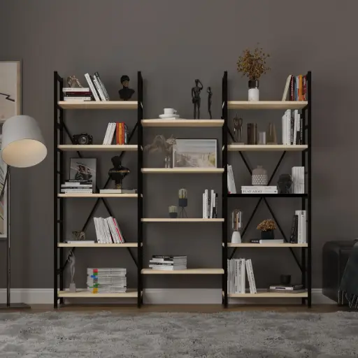 [METALK03] 6 Raflı Metal Kitaplık Üç Modül