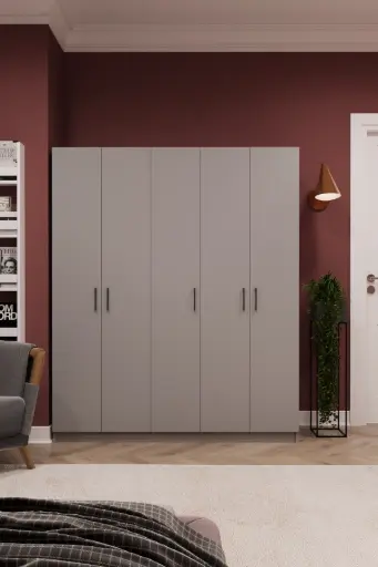 [G09] 5 Kapaklı 150cm Gardırop %100 MDFLAM G-09