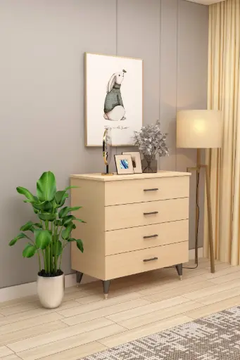 [ŞF02] Asra Trend %100 MDFLAM 4 ÇEKMECELİ ŞİFONYER 90cm